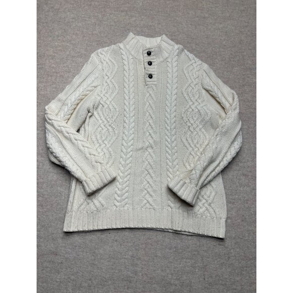 Old Navy Wool Blend Cable Knit Long Sleeve Fisherman Pullover Sweater Size XL - Picture 1 of 10